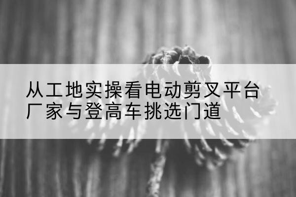 温县电动剪叉升降平台厂家-从工地实操看电动剪叉平台厂家与登高车挑选门道